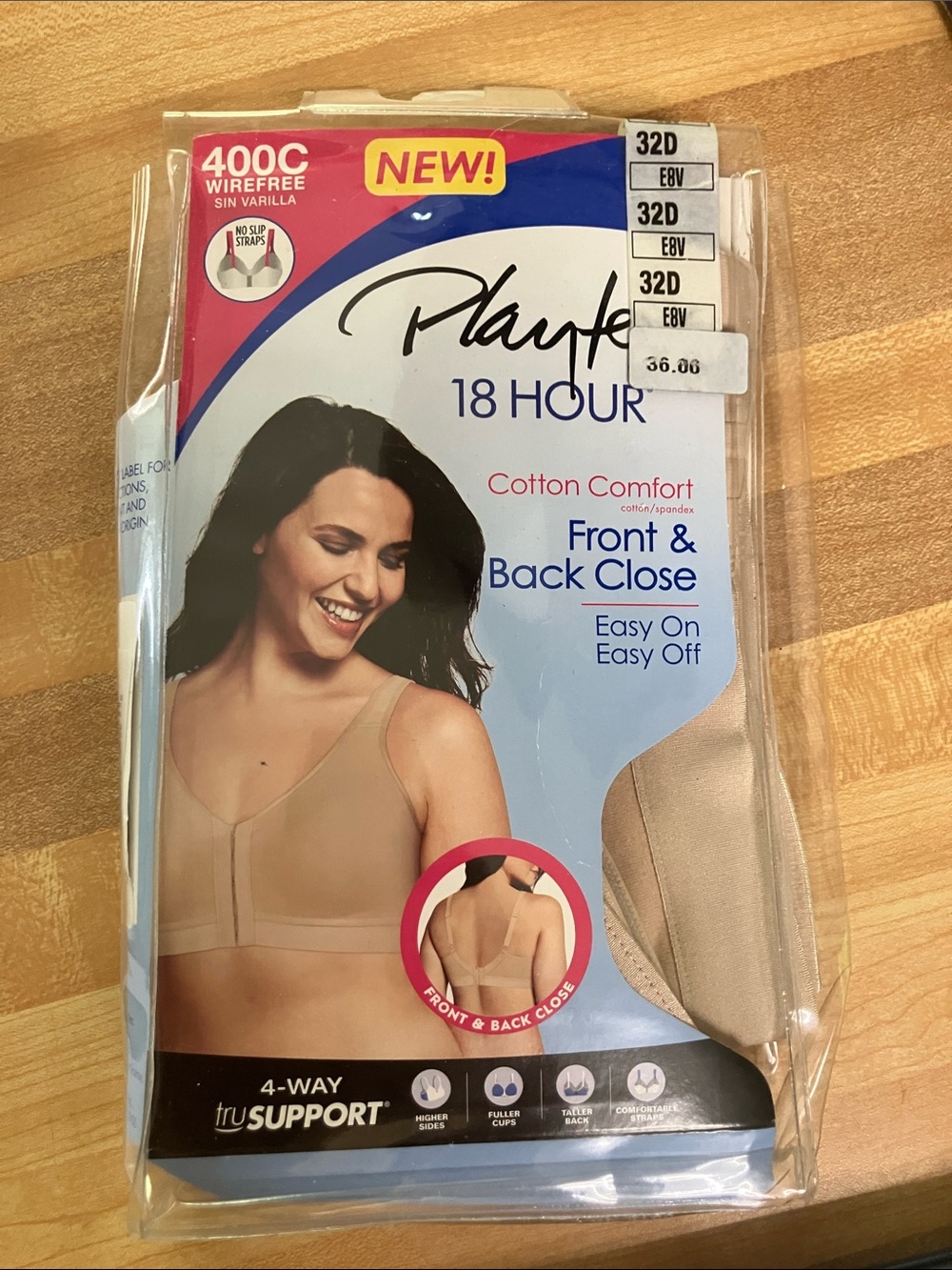 Playtex 18 Hour Front & Back Close Cotton Comfort Bra - Nude